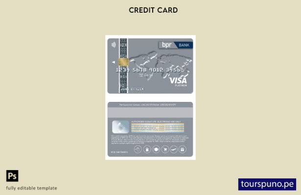 listo para imprimir plantilla de tarjeta de crédito visa platino del banco BPR d